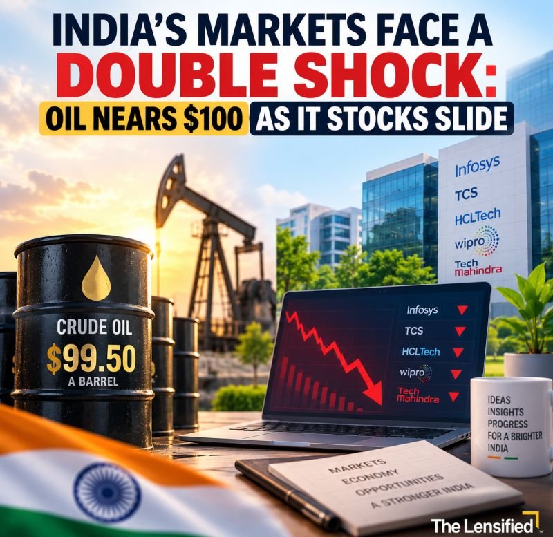 India's #Market Face A Double Shock: #Oil Nears 100 USD As #IT Stocks Slide